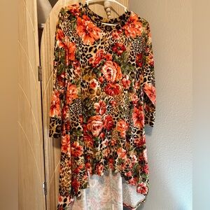 Leopard floral high low